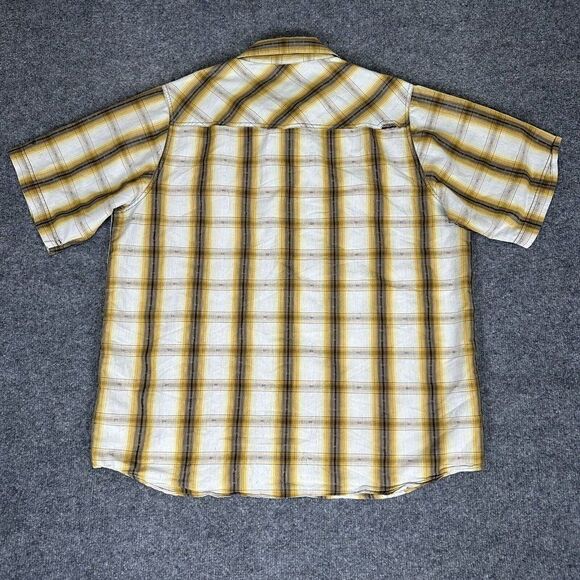 Billabong Shirt Mens XL Yellow Plaid Short Sleeve Straight Fit Pockets Adult - Picture 6 of 6